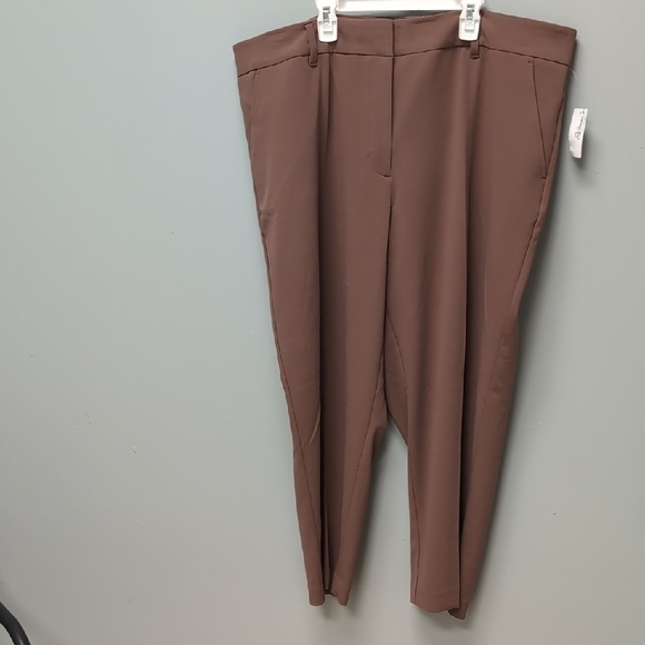 Petite Size 22 Reitmans Brown Ankle Cropped Pant With Pockets - Picture 1 of 6